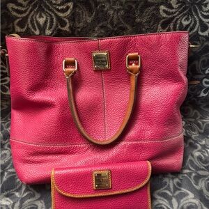 Dooney & Bourke Pink and Brown Leather Tote